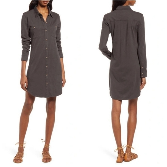NWT Faherty Seasons Knit Long Sleeve Organic Cotton Shirt Dress Lagenlook Sz XS - Picture 1 of 16